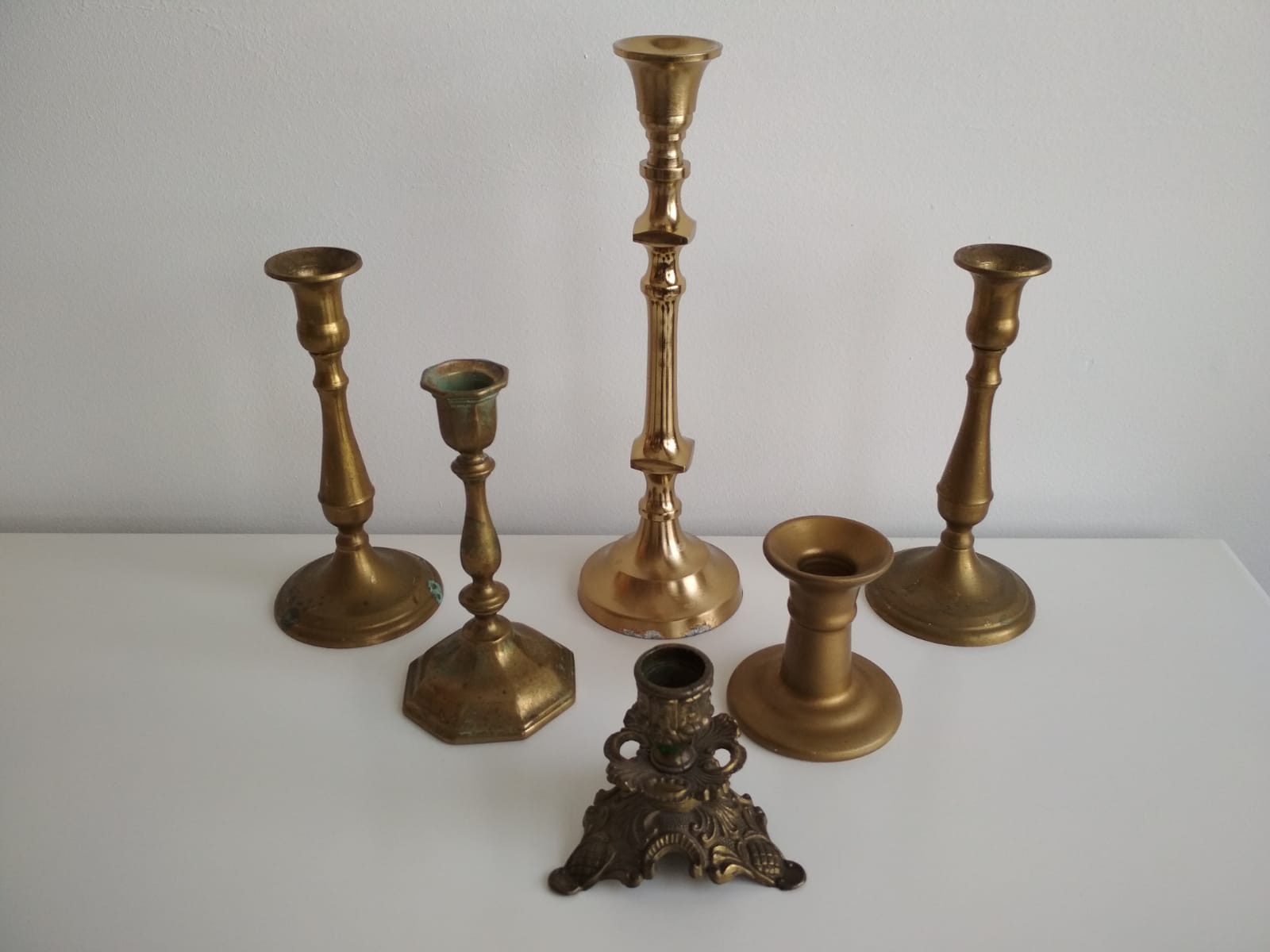 Kerzenständer antik Gold im 6er Set
