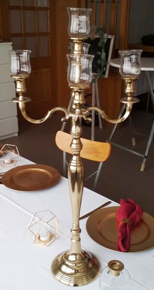 Kerzenleuchter gold, 5 armig, 77cm 
