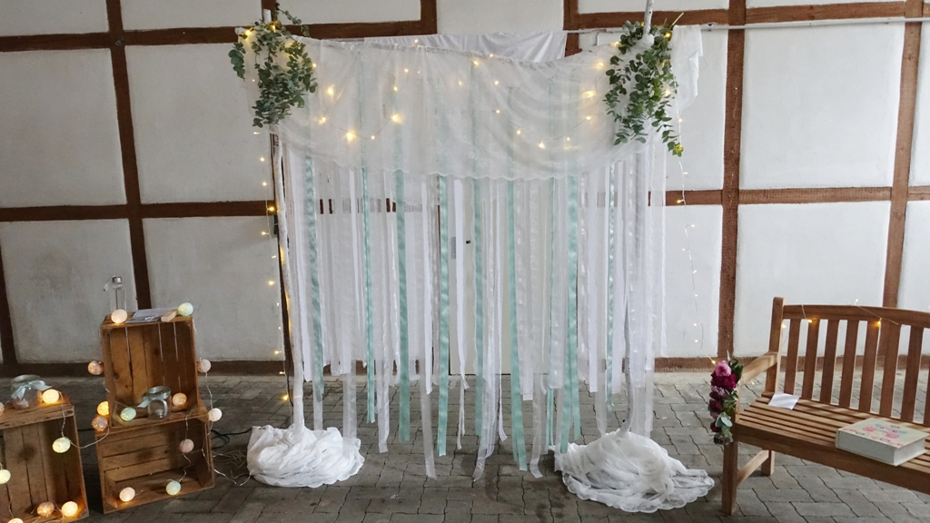 Vorhang Wimpelkette Mint mit Spitze